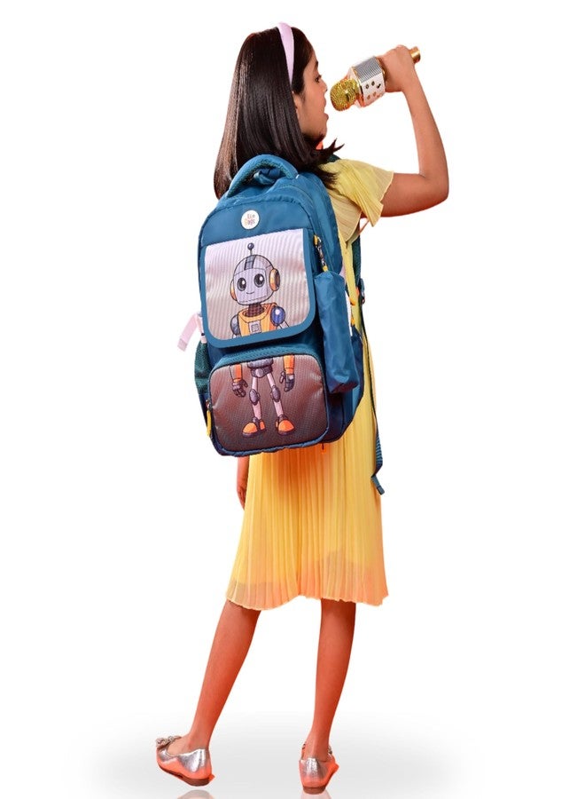 ليجو حقائب مدرسية من ليغو مقاس 16 بوصة بطبعة روبوت مستكشف الفضاء، مناسبة للأولاد والبنات | مناسبة للأطفال من الصف الأول إلى الثالث (أزرق داكن) - Image 2